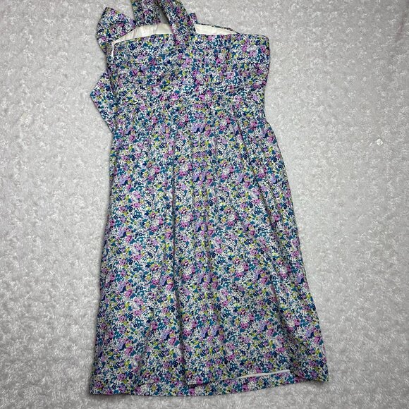 J. Crew made with Liberty Fabric Colorful Floral Print Sheath One Shoulder Dress - Picture 8 of 8